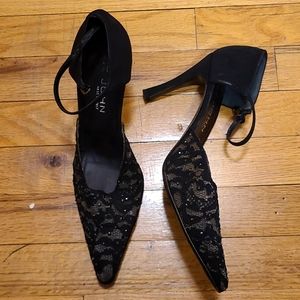 Vintage Italian Black Sequined Heels